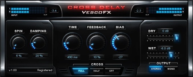 VescoFX Cross Delay v1.0 WORKING-R2R 立体声延迟效果器-VST5-娱乐音频资源分享平台