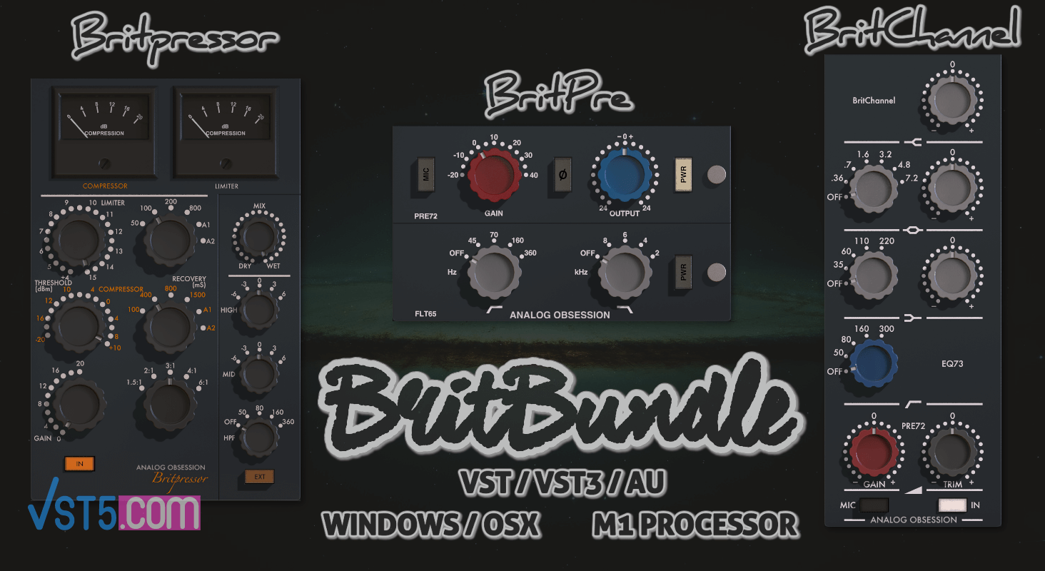 Analog Obsession BritBundle (BritChannel_6.2、Britpressor_2.1 、BritPre_1.1) [Free]-VST5-娱乐音频资源分享平台